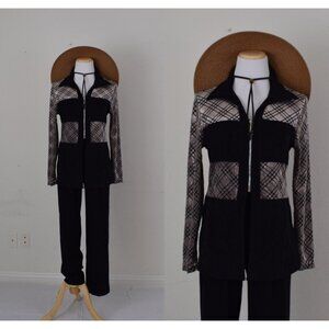 Vintage‎ 80s Polyester-Spandex Lightweight  Zippered Top